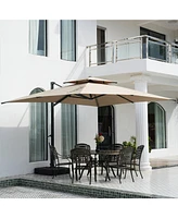 Mondawe 13ft Patio Double Top Bright Umbrella 360 Rotation With Base Stand Included , Beige