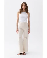 Nocturne Women's Ripped Wide Leg Jeans