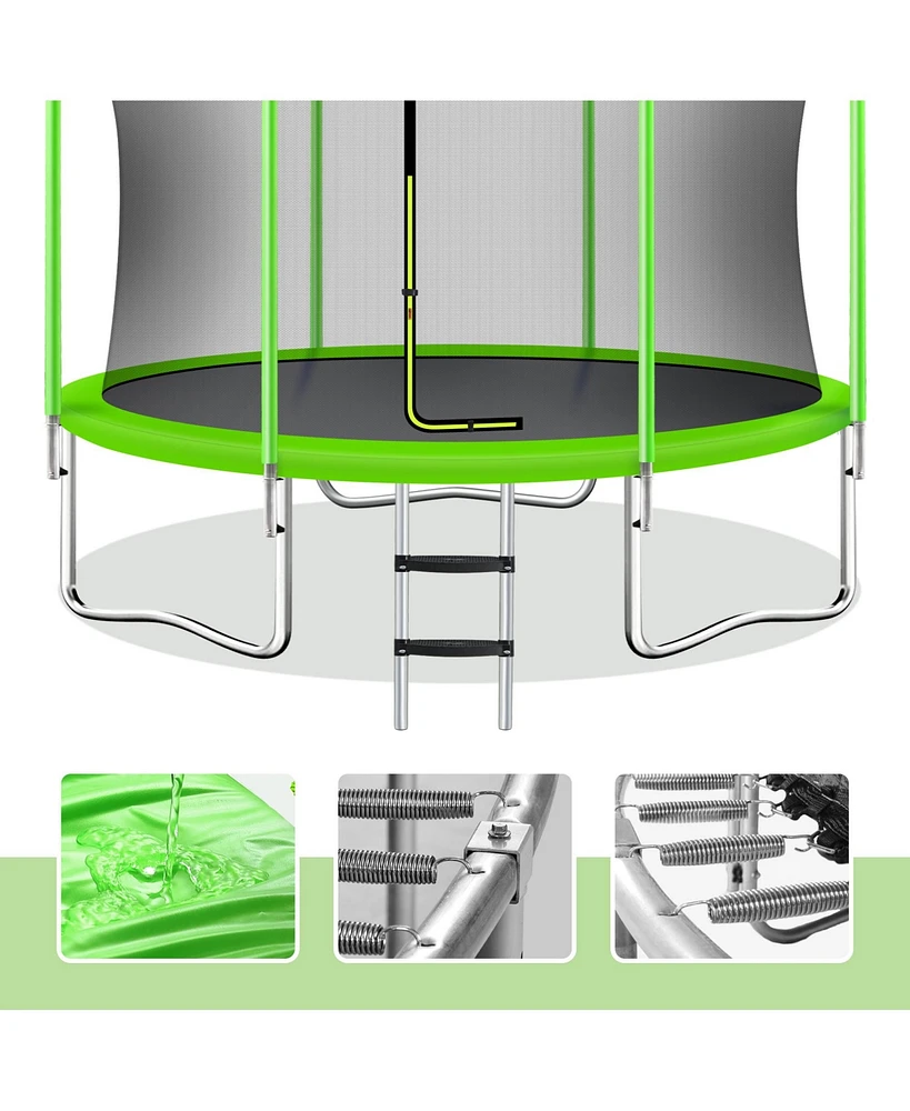 Streamdale Furniture 10ft Outdoor Trampoline with Safety Enclosure, Ladder, Uv-Resistant Pad