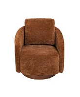 Streamdale Furniture Cozy and Stylish Swivel Accent Chair with Embossed Velvet Upholstery and Walnut Base