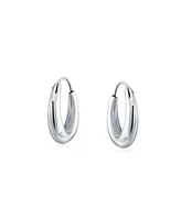 Bling Jewelry Simple Plain Circle Crescent Tapered Tube Hollow Puff Tube Round Hoop Earrings Sterling Silver Endless Inch