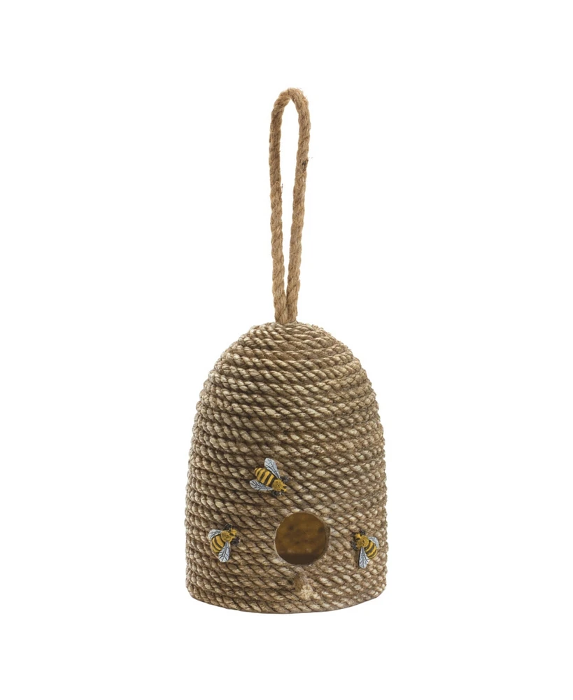 Slickblue Hanging Bee Hive Bird House with Rope Accent 8.5"H