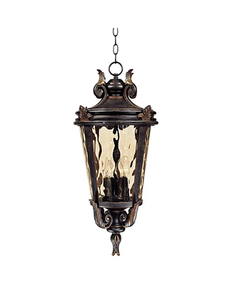 John Timberland Marseille Rustic Vintage-like Outdoor Hanging Light Fixture Veranda Bronze 26 1/4" Champagne Water Glass Damp Rated for Exterior House