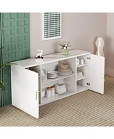 Modern Sideboard with Ample Storage - White Granite Top