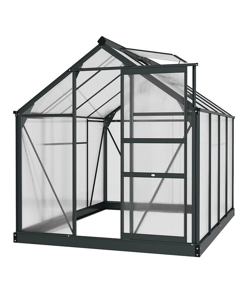 Outsunny 6' x 8' x 7 Greenhouse Aluminum Frame Walk-In Outdoor Plant Garden Polycarbonate