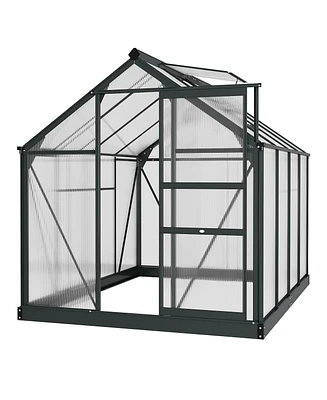 Outsunny 6' x 8' x 7 Greenhouse Aluminum Frame Walk-In Outdoor Plant Garden Polycarbonate