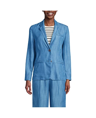 Lands' End Women's Indigo Tencel Fiber Relaxed Blazer