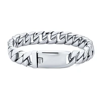 Bling Jewelry Heavy Solid Miami Curb Chain Link Bracelet Stainless Steel Men 9 Inch 10MM