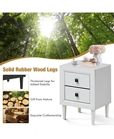 Sugift Multipurpose Retro Bedside Nightstand with 2 Drawers