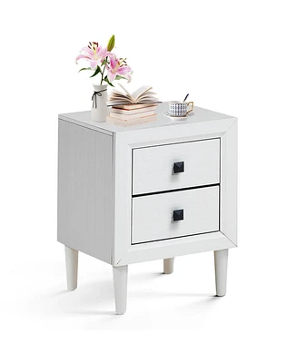 Sugift Multipurpose Retro Bedside Nightstand with 2 Drawers