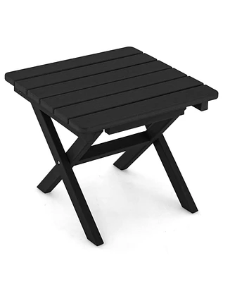 Vebreda Outdoor Folding Side Table Foldable Weather-Resistant Hdpe Adirondack Table-Black