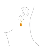 Bling Jewelry Orange Synthetic Opal Pear Shaped Simple Teardrop Dangle Earrings For Women Gold Plated Sterling Silver Lever back