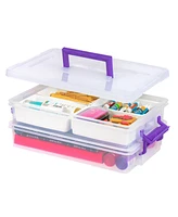 Iris Usa 9.4 Qt 2 Layer Stack and Carry Storage Containers with Bulked