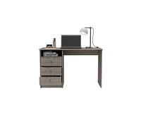 Fm Furniture Naples Computer Desk with Three Drawers and Open Storage Cabinet