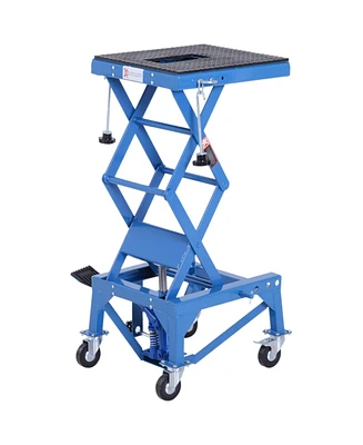 Durhand 300 lbs Hydraulic Motorcycle Scissor Jack Lift Foot Step Wheels, 17.75 in x 36.5 in,