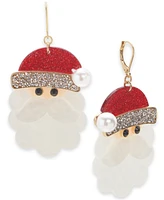 Holiday Lane Gold-Tone Glass Bead, Imitation Pearl & Plastic Santa Drop Earrings