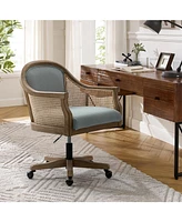 Swivel Danilo Task Chair with Rattan Arms