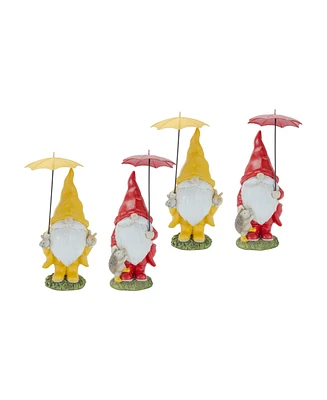 Slickblue Garden Gnome With Umbrella And Woodland Animals (Set of 4)