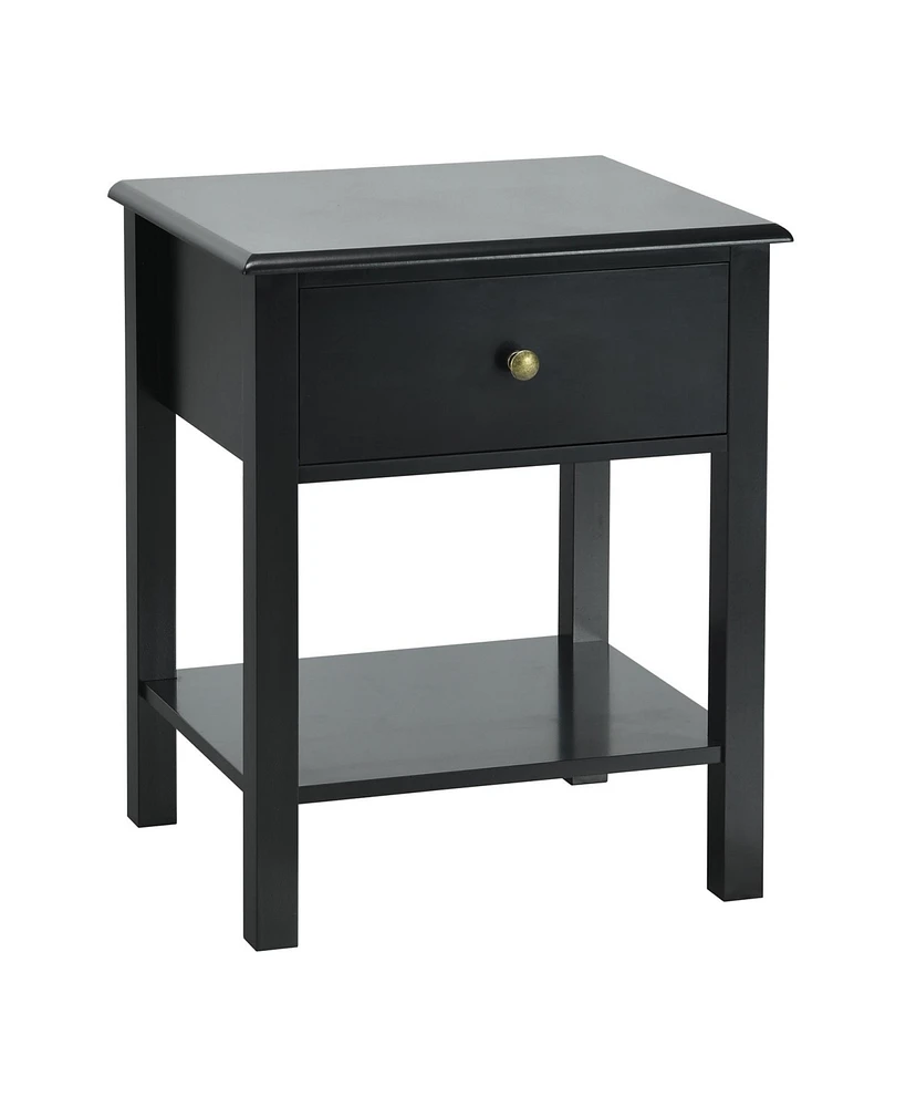 Sugift Nightstand End Table with Drawer and Shelf