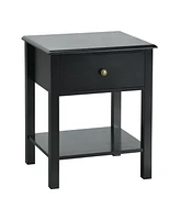 Sugift Nightstand End Table with Drawer and Shelf