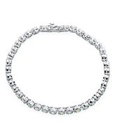 Bling Jewelry Dainty Round 37 In Milgrain Edge Setting Iridescent White Synthetic Opal Tennis Bracelet For Women Rhodium Plated Sterling Silver 7"