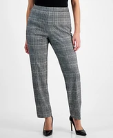 Ak Anne Klein Petite Plaid Pull-On Pants