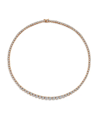 Bling Jewelry Classic Bridal Cubic Zirconia Graduated Cz Round Prong Set Statement Tennis Necklace Collar For Women Wedding Prom Rose Gold Plated