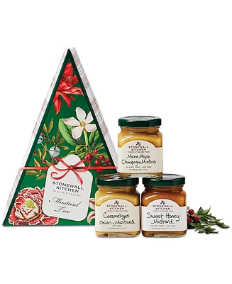 Stonewall Kitchen Holiday Mustard Tree Gift Box, 3 Piece Set