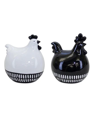 Slickblue Modern Black And White Chicken Decor (Set of 2)