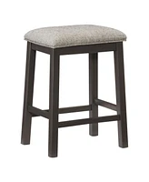 Simplie Fun Modern Aesthetic Set Of 2 Counter Height Stool Gunmetal-Gray Finish Wood Fabric Covered Padded Seat