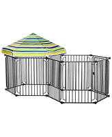 Streamdale Furniture Lockable Outdoor Dog Kennel with Spacious Run and Sunshade