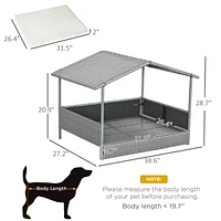 Streamdale Furniture Durable Rattan Dog Bed with Canopy for Indoor and Outdoor Comfort