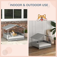 Streamdale Furniture Durable Rattan Dog Bed with Canopy for Indoor and Outdoor Comfort