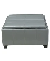 Simplie Fun Contemporary Ottoman with Storage, Tray Top, and Reversible Accent