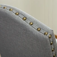 Urban Style Solid Wood Nailhead Grey Fabric Padded Parson Chair, Set of 2