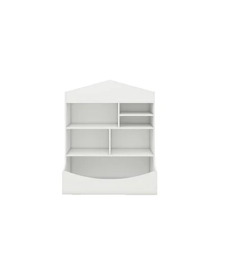 Simplie Fun Multi-Functional Children's Bookcase in White, 7 Shelf Display Organizer