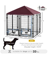 Streamdale Furniture Shady Roof Dog Playpen with Rotatable Bowls and Walk-in Design