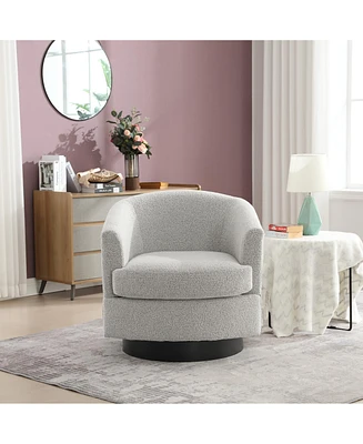 Simplie Fun Swivel Accent Chair with Boucle Upholstery, Solid Wood Frame, and Rotatable Base