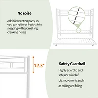 Streamdale Furniture Heavy-duty Sturdy Meta Twin over Twin with Trundle Bunk Bed/l/ Noise Reduced/ Safety Guardrail/No Box Spring Needed, White