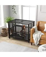 Simplie Fun Heavy-Duty Foldable Dog Cage Durable, Accessible, Mobile & Easy-to-Clean