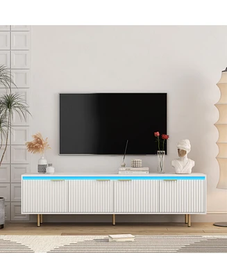 Simplie Fun White Versatile Tv Stand with ample Storage and Cable Management