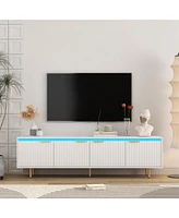 Simplie Fun White Versatile Tv Stand with ample Storage and Cable Management