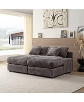 Simplie Fun Elegant Corduroy Sofa Bed with Square Arms and Plush Cushion