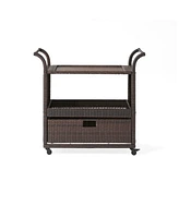 Simplie Fun Weather-Resistant Outdoor Patio Bar Cart with Pull-Out Drawer and Tray Shelf