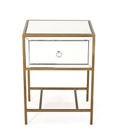 Streamdale Furniture Gleaming Mirrored Single Drawer Side Table for Natural Light Rooms