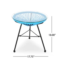 Modern Rattan Side Table with Tempered Glass for Outdoor Decor