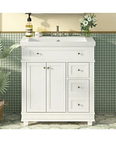 Simplie Fun Retro Bathroom Vanity Set with Ample Storage and Adjustable Soft-Close Hinges