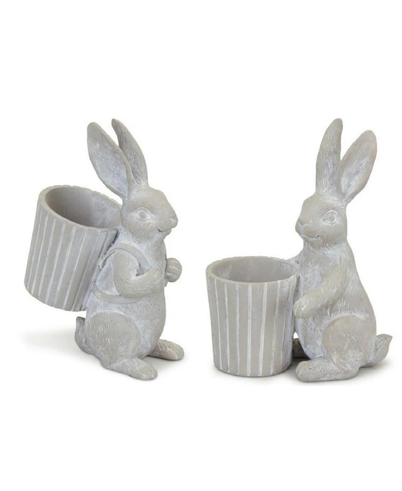 Slickblue Standing Garden Rabbit With Pot Planter (Set of 2)