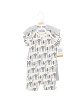Hudson Baby Baby Boys Hudson Cotton Rompers, Royal Safari 2-Pack