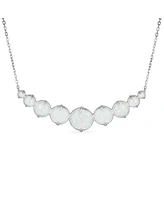 Bling Jewelry Statement White Synthetic Opal 9 Multi Round Circle Graduated Collar Necklace For Women Sterling Silver